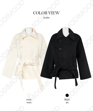 Paris Half Ribbon Double Coat - 2 colors