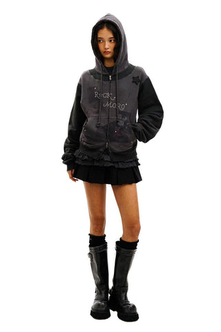 [Moromoro] Rock Rabbit Rhinestone Patch  Hoodie