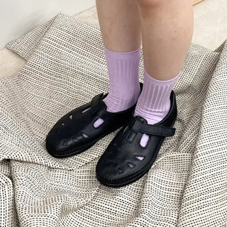 Cotton ribbed long socks