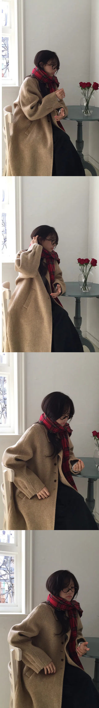Red check wool muffler