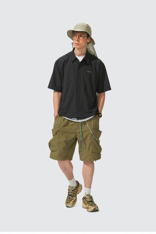 [Monterest] Arc Seam Short Sleeve Layered Shirt