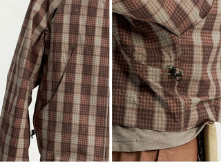 [Monterest] Textured Plaid Hooded Jacket