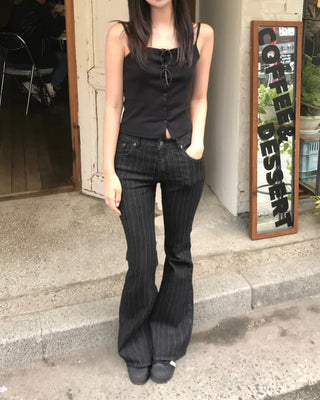 striped bootcut pants