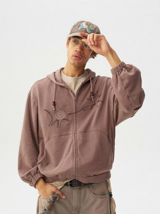 [Monterest] Textured Cotton Blend Hooded Zip-Up