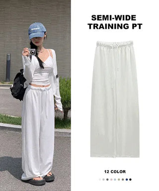 Semi-wide long training pants with added Fleece-lined in 12 colors