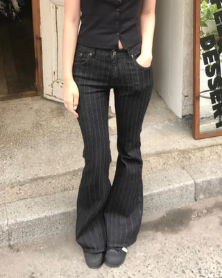 striped bootcut pants