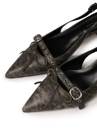 [moromoro2] Leather Bowknot Sandals