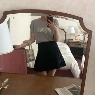 Lettering Short-Sleeve Knit Sweater