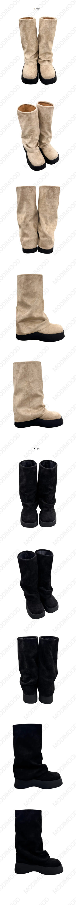 Suede Pleated Block Heel Boots - 2 Colors