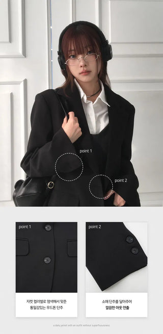 Semi-overfit single blazer jacket jk - 4 colors