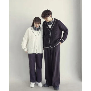 Cable knit unisex cardigan