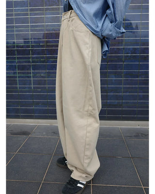 Wide-seam cotton pants