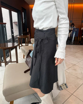 Striped midi skirt