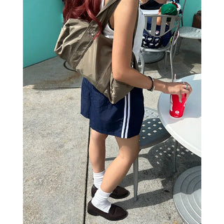 2-line elastic waist shorts