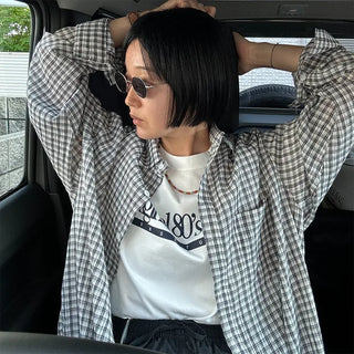 Checked sheer shirt