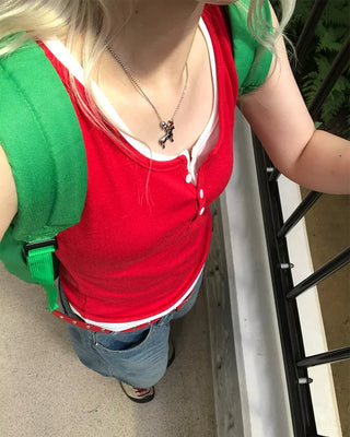 Henley neck button camisole