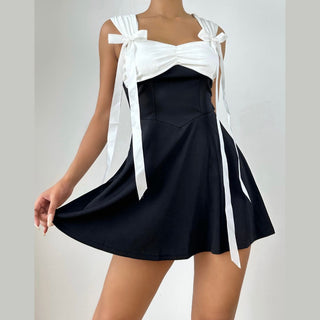 Off shoulder ruched bowknot mini dress