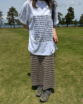 (Unisex) Lettering Loose Fit Half Sleeve T-Shirt