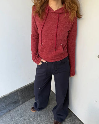Slim-fit knit hoodie