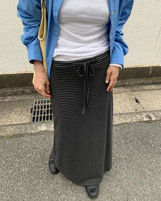 Striped strap long skirt