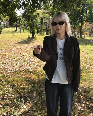 Corduroy short tailored jacket