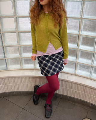 Round neck alpaca knit cardigan