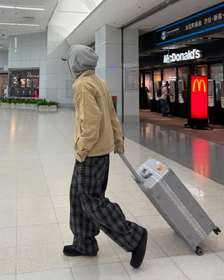 Big check wide pants