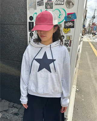 Loose-fit star hooded parka