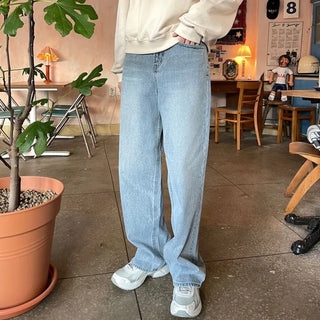 Wide-wash denim pants