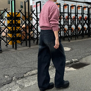 Striped ribbed denim pants