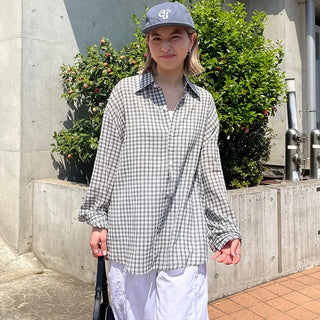 Unisex seersucker check shirt