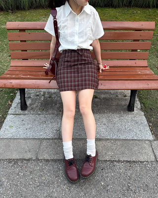 [1st Re-release] (ORIGINAL) Check A-line Mini Skirt