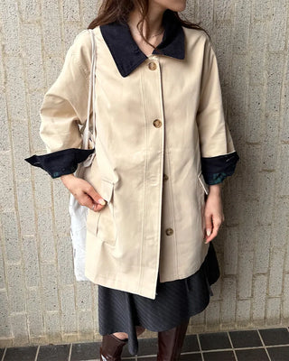 Loose-fit half trench coat