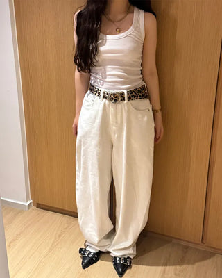 Ribbon back pocket balloon pants