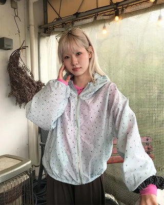 String Flower Hooded Windbreaker