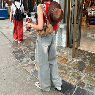Vintage wide-leg denim pants
