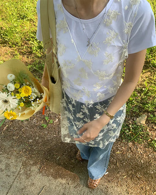 Sheer layered floral dress