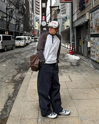 (Unisex) Star Embroidered Balloon Denim Pants