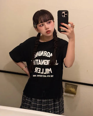 Checked pleated mini skirt