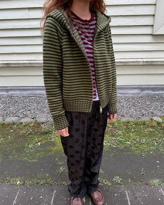 Striped knit zip-up