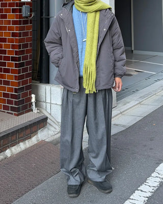 Two-pleat striped slacks