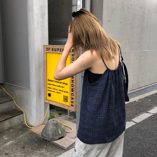 Checked Shirred Camisole