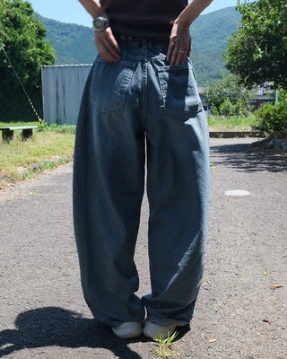 Wide striped denim pants