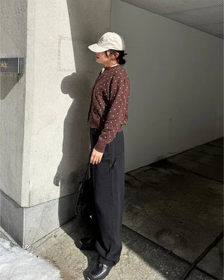 Polka Dot Round Neck Cardigan
