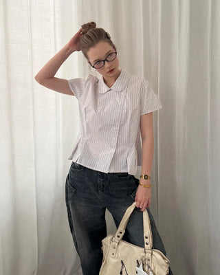 Striped pintuck shirt blouse