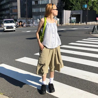 Striped button camisole