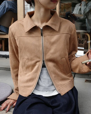 Suede cropped jacket