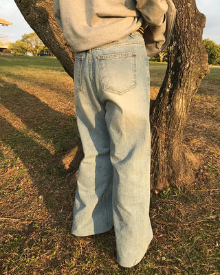 Semi-straight denim pants