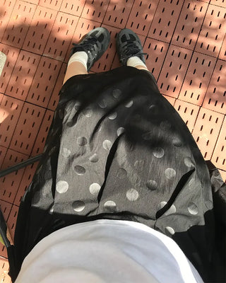 Dot Wrap Point Midi Skirt
