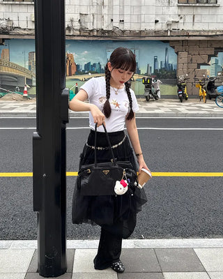Chiffon midi skirt